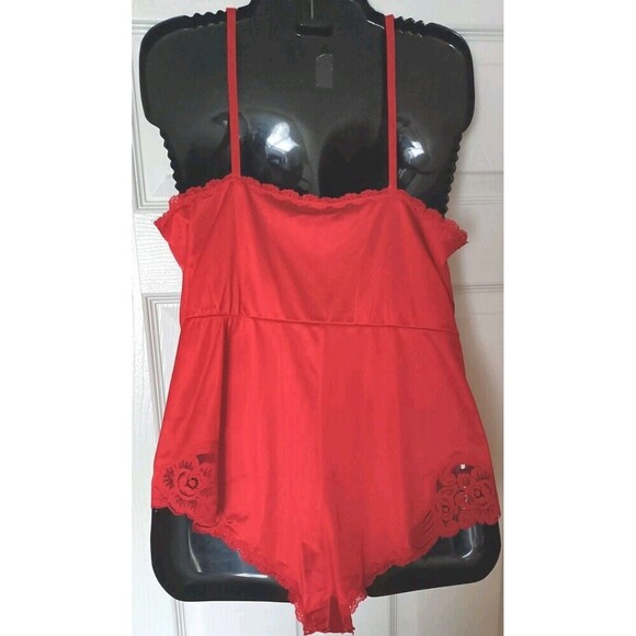 Vintage Vanity Fair Teddy One Piece Lingerie Size Small Red Made In USA Coquette - Picture 2 of 8